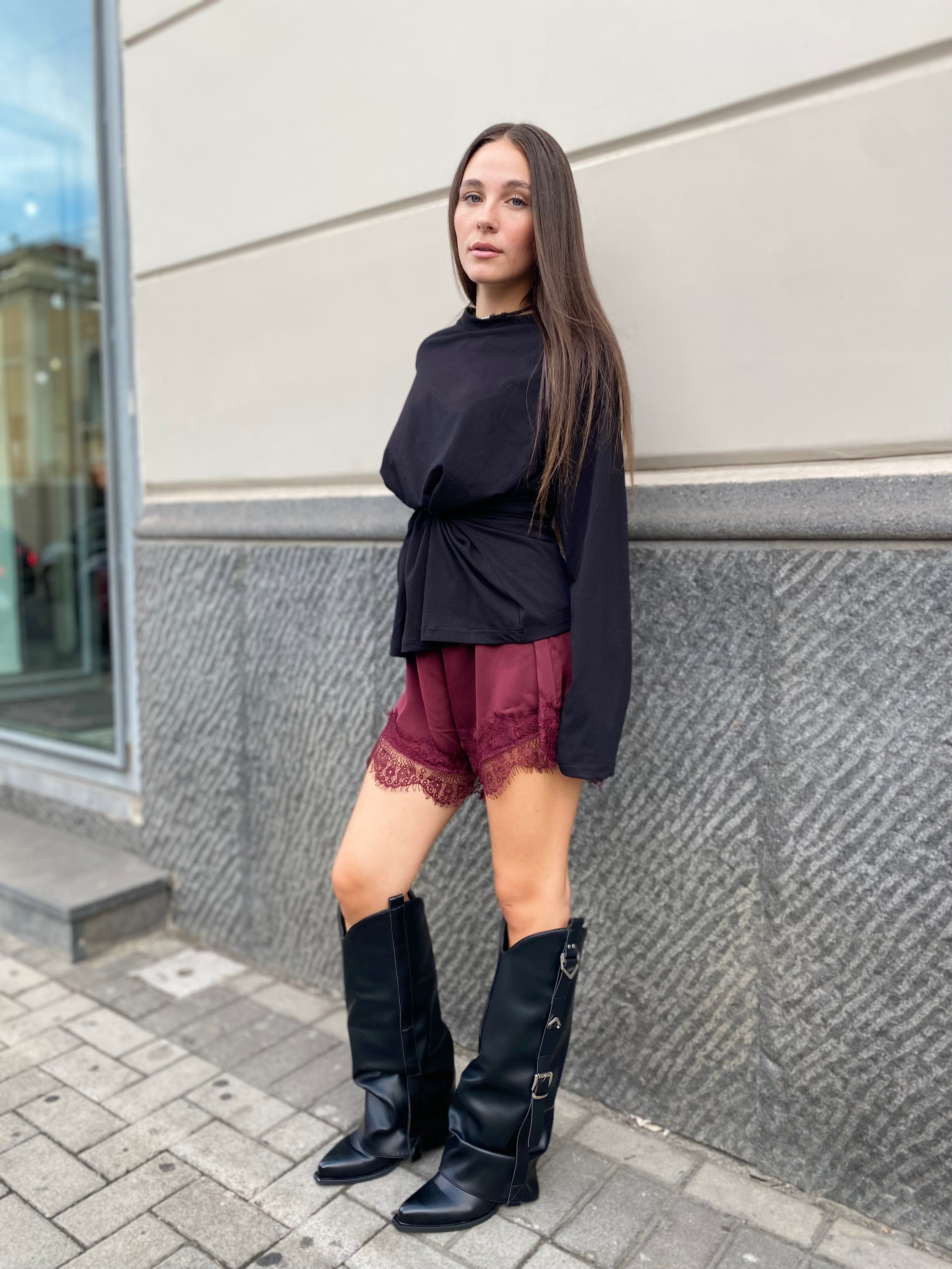 Short pizzo e raso 7920