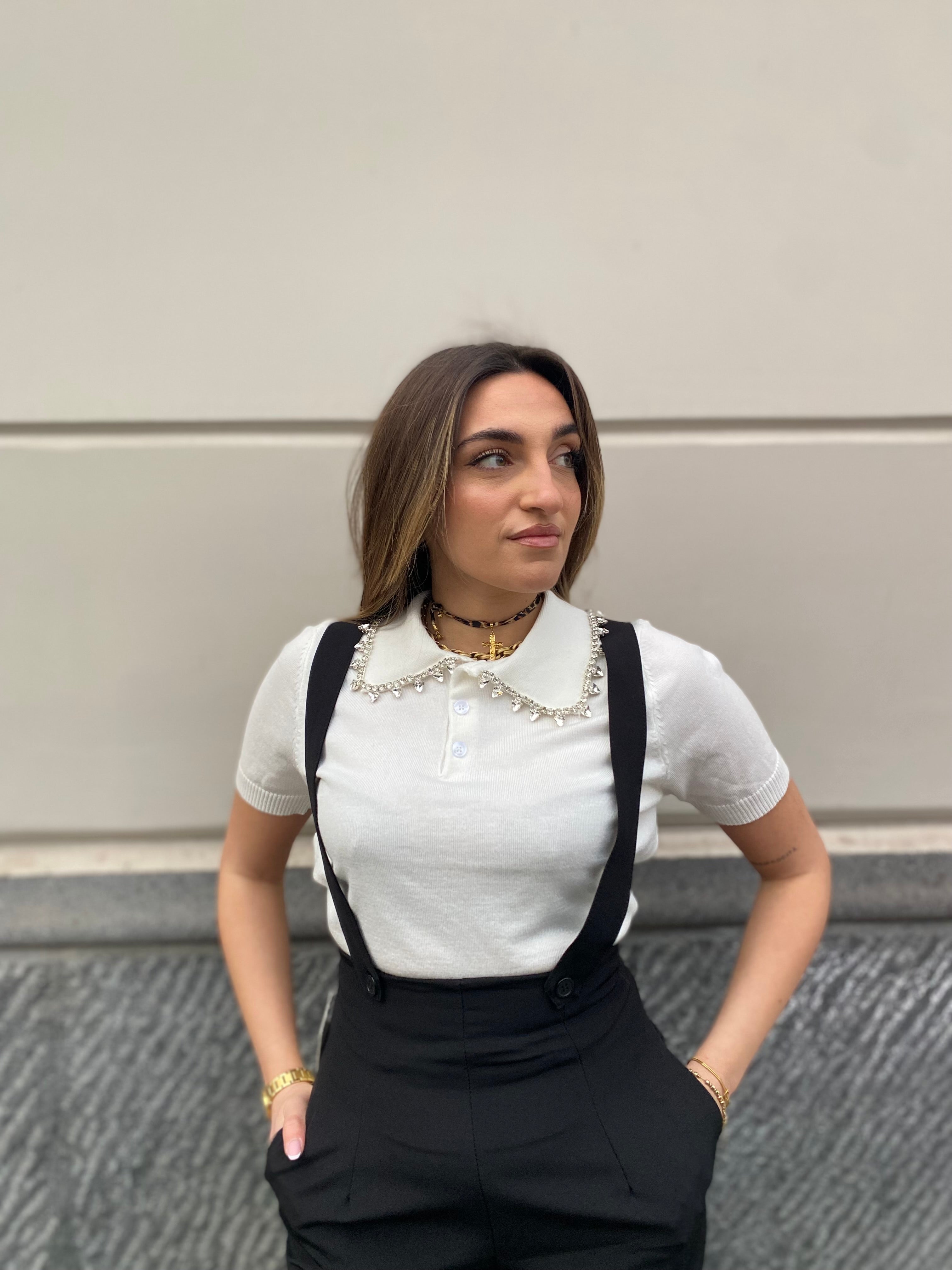 Pantalone palazzo con bretelle 00607