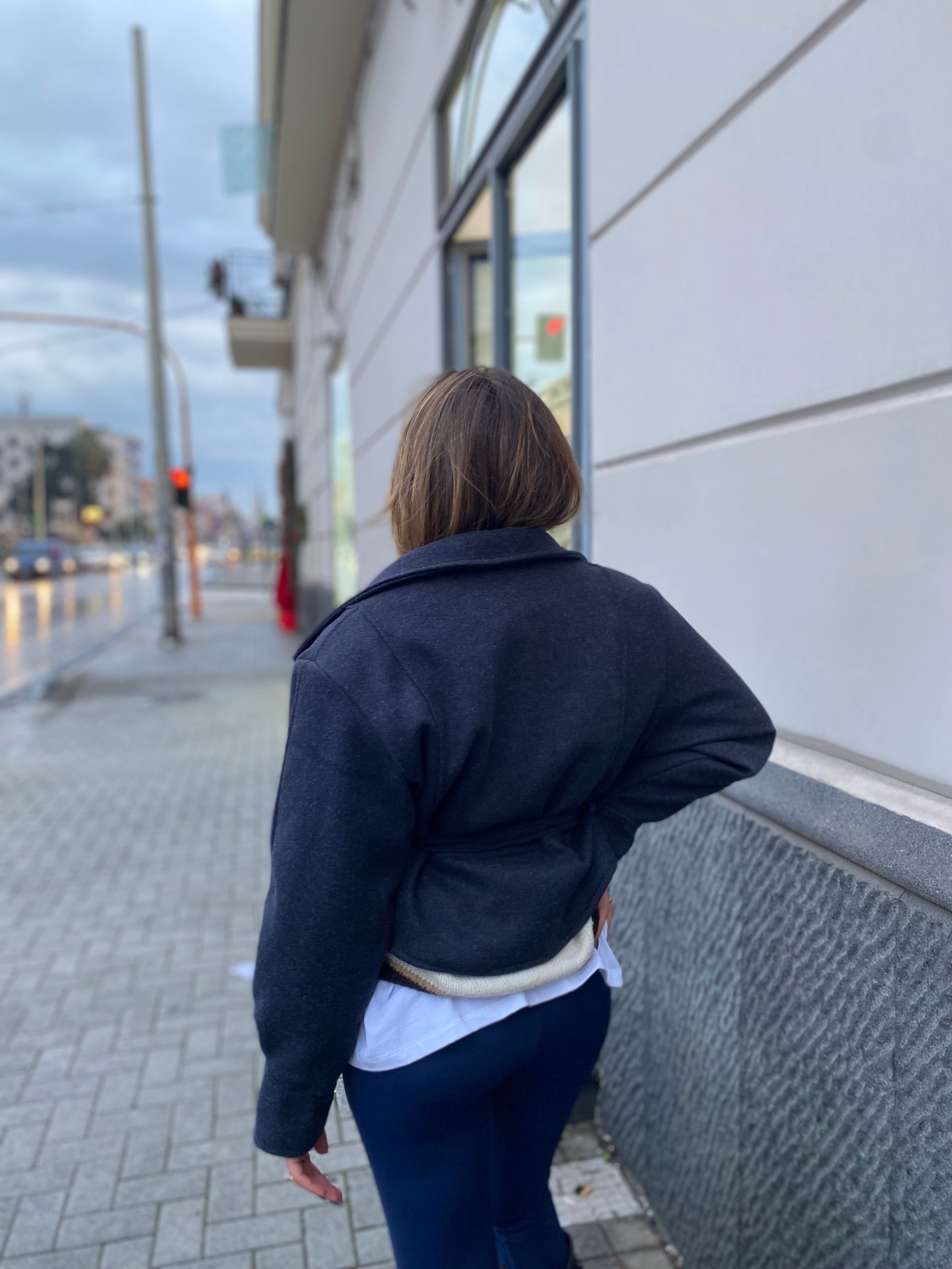 Cappotto corto con cintura 6801