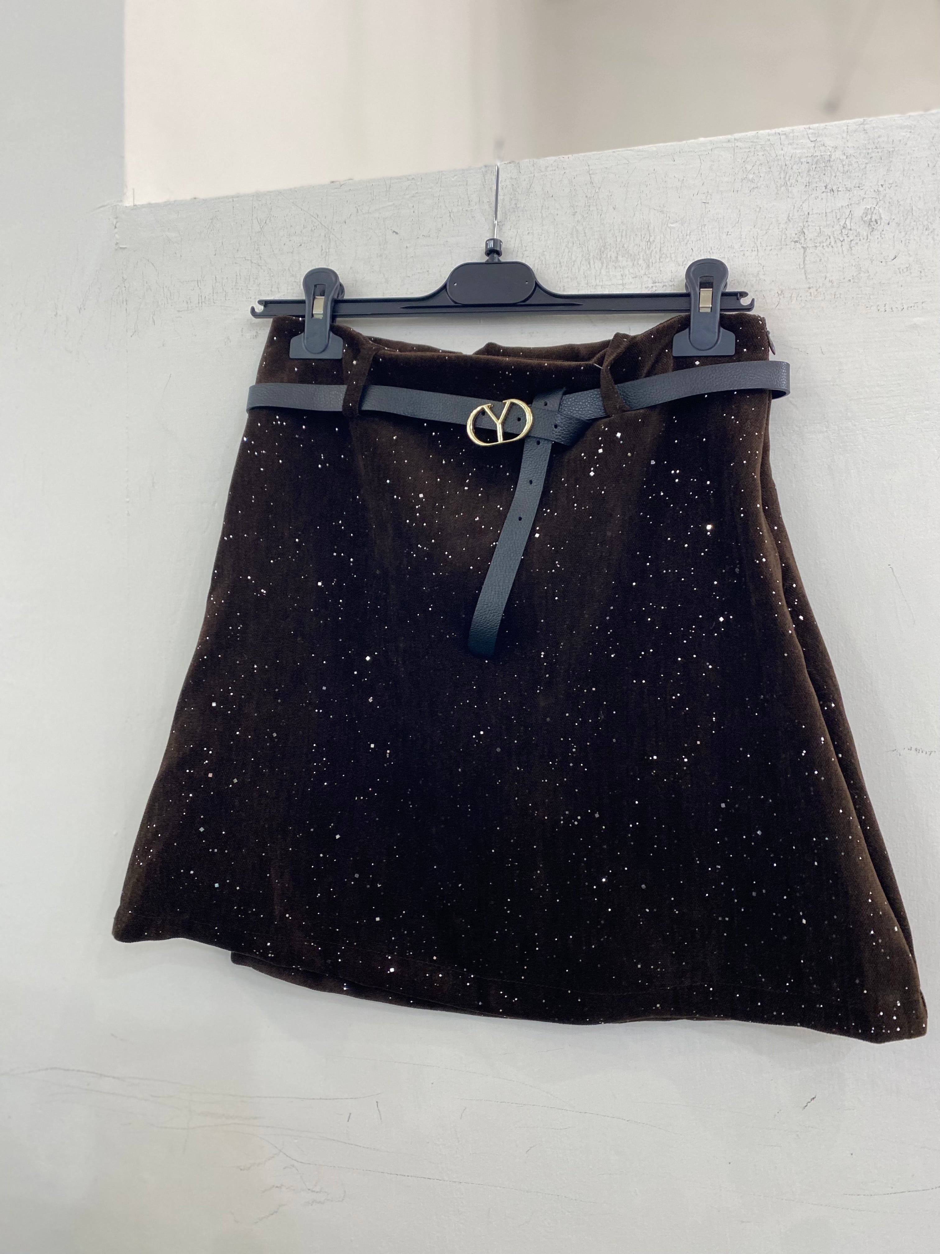 Gonna velluto lisci con paillettes 8009