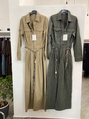 Jumpsuit in twill con cinturino 7088
