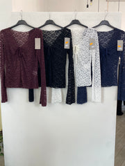 Cardigan velato con cuciture in vellutino 14212