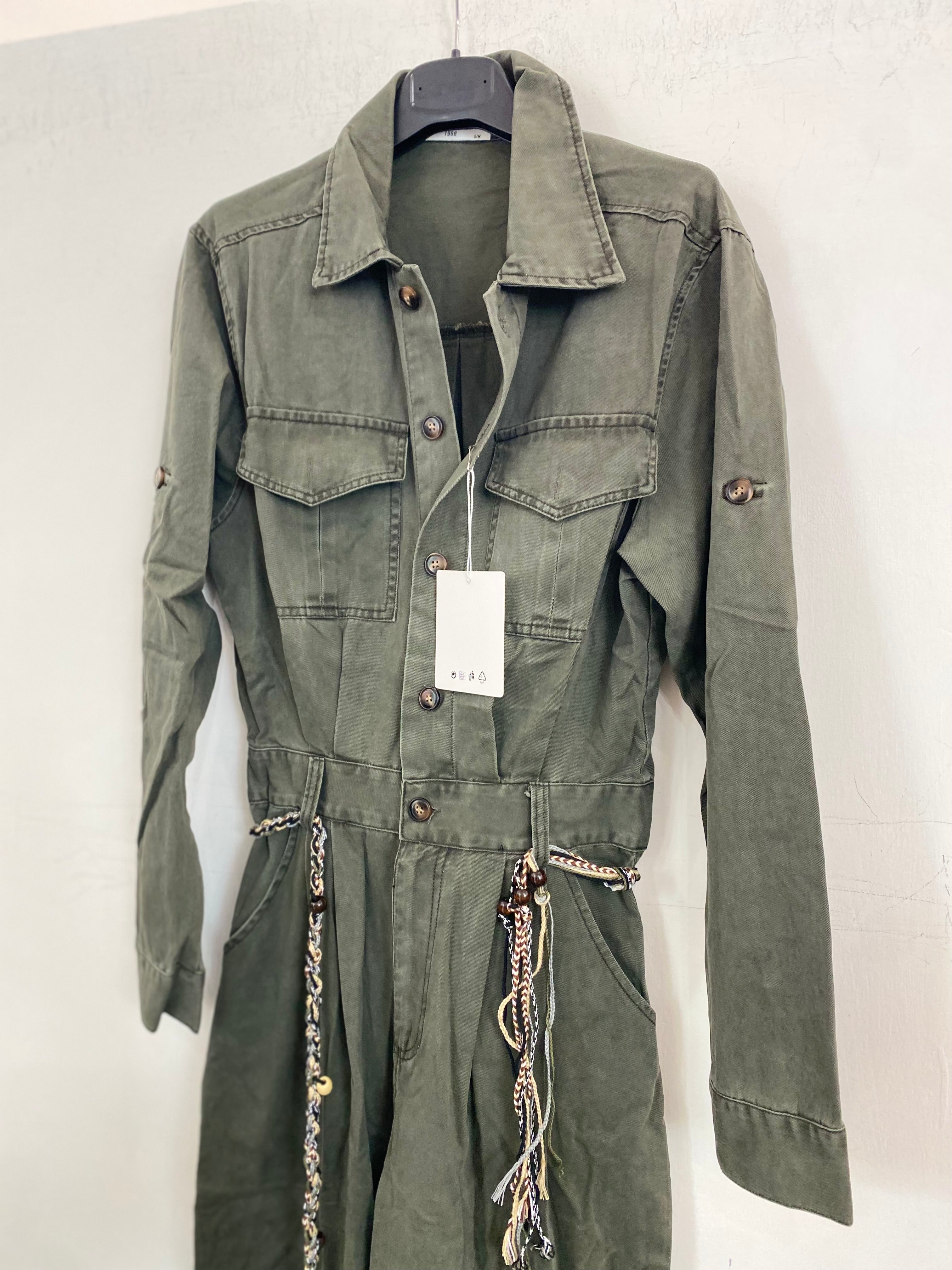 Jumpsuit in twill con cinturino 7088