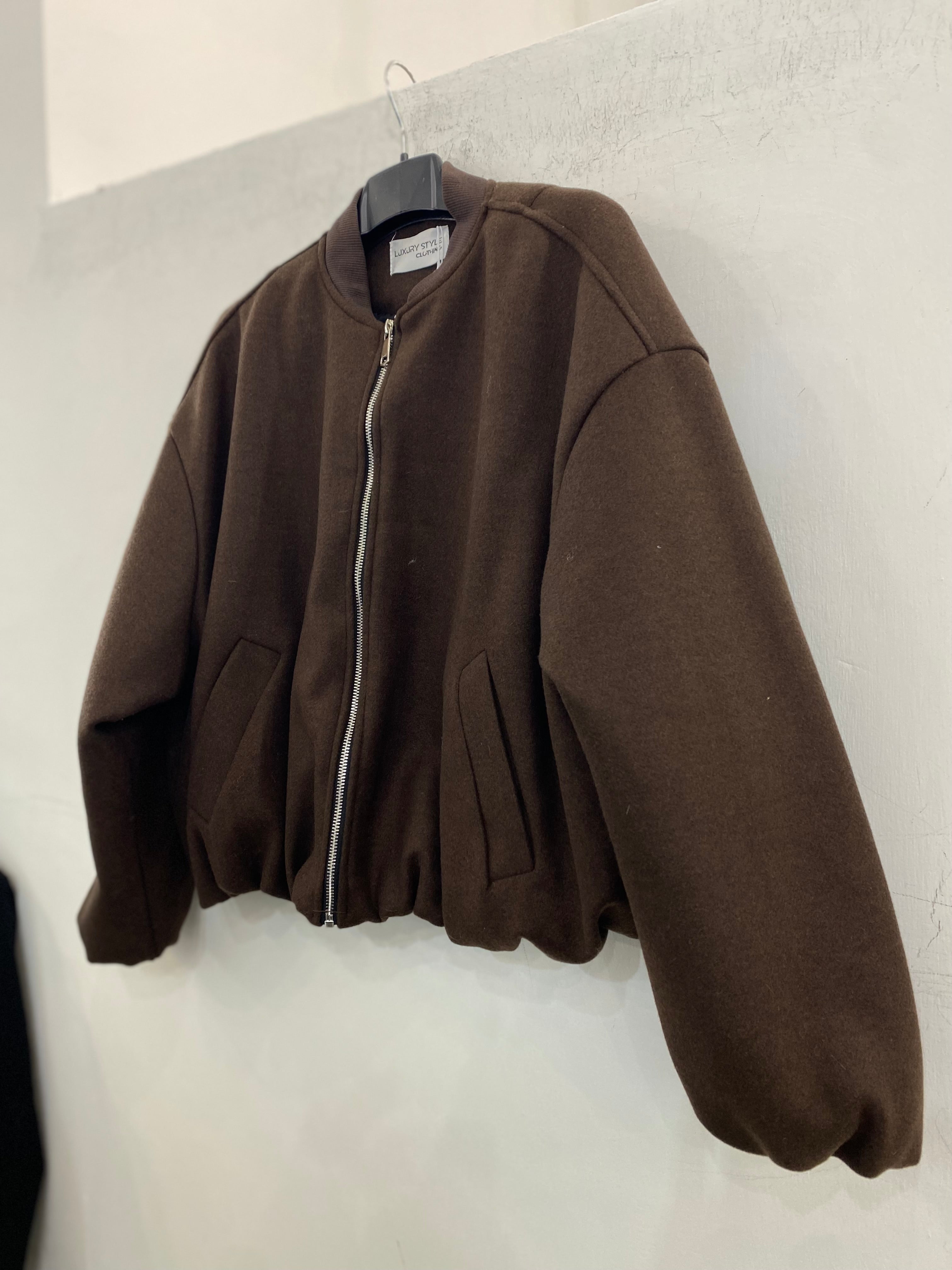 Cappottino in panno crop con zip 6809