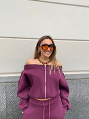 Felpa scollo a barca con zip 97101