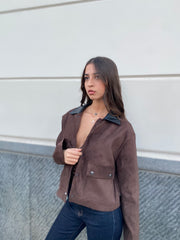 Jacket eco camoscio e colletto in ecopelle 50700