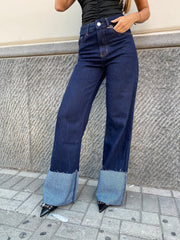 Jeans wide leg con piegone 8887