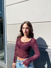 Maglia velata con ricamo in vellutino 101238