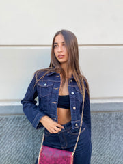 Giubbino di jeans corto in vita lavaggio zero 5611
