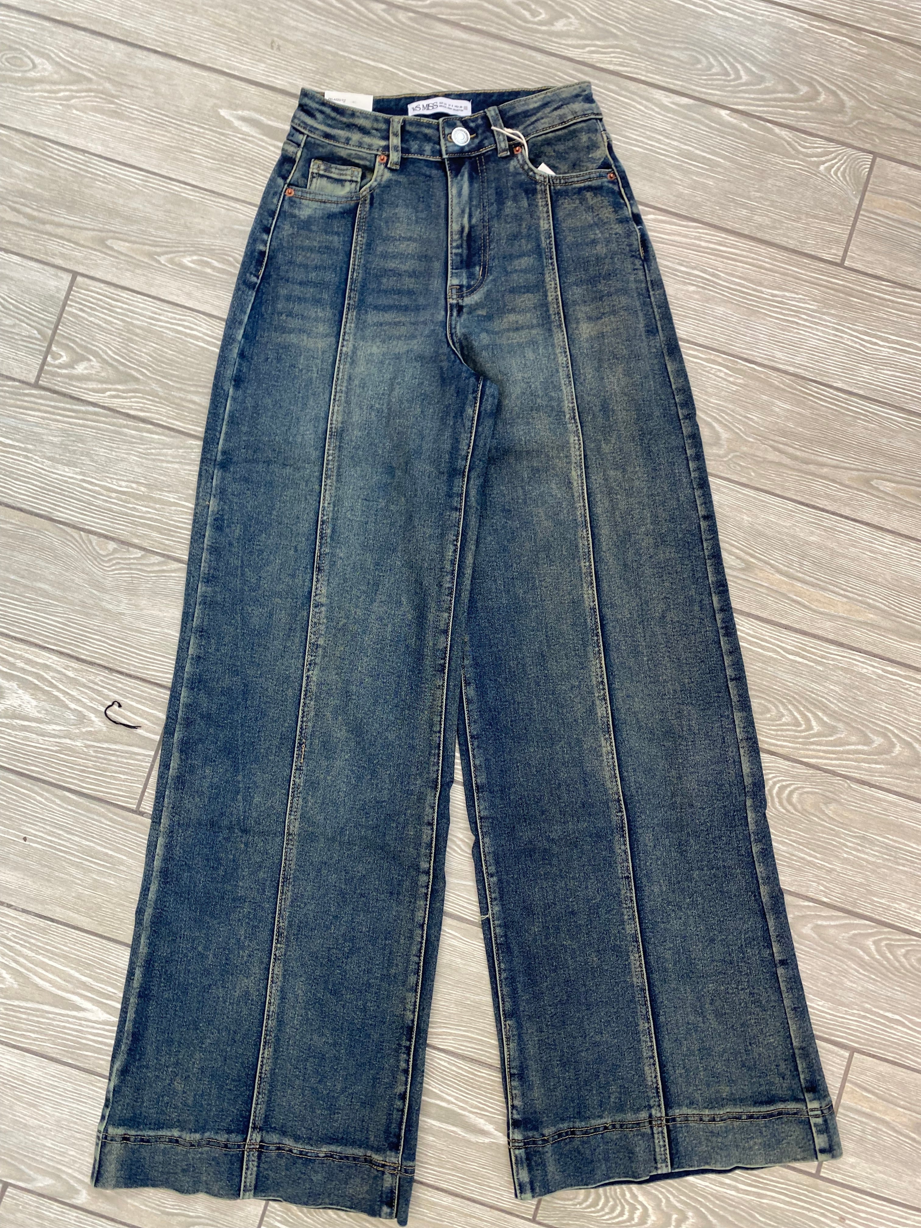 Jeans wide leg con cucitura frontale 8977