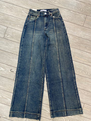 Jeans wide leg con cucitura frontale 8977