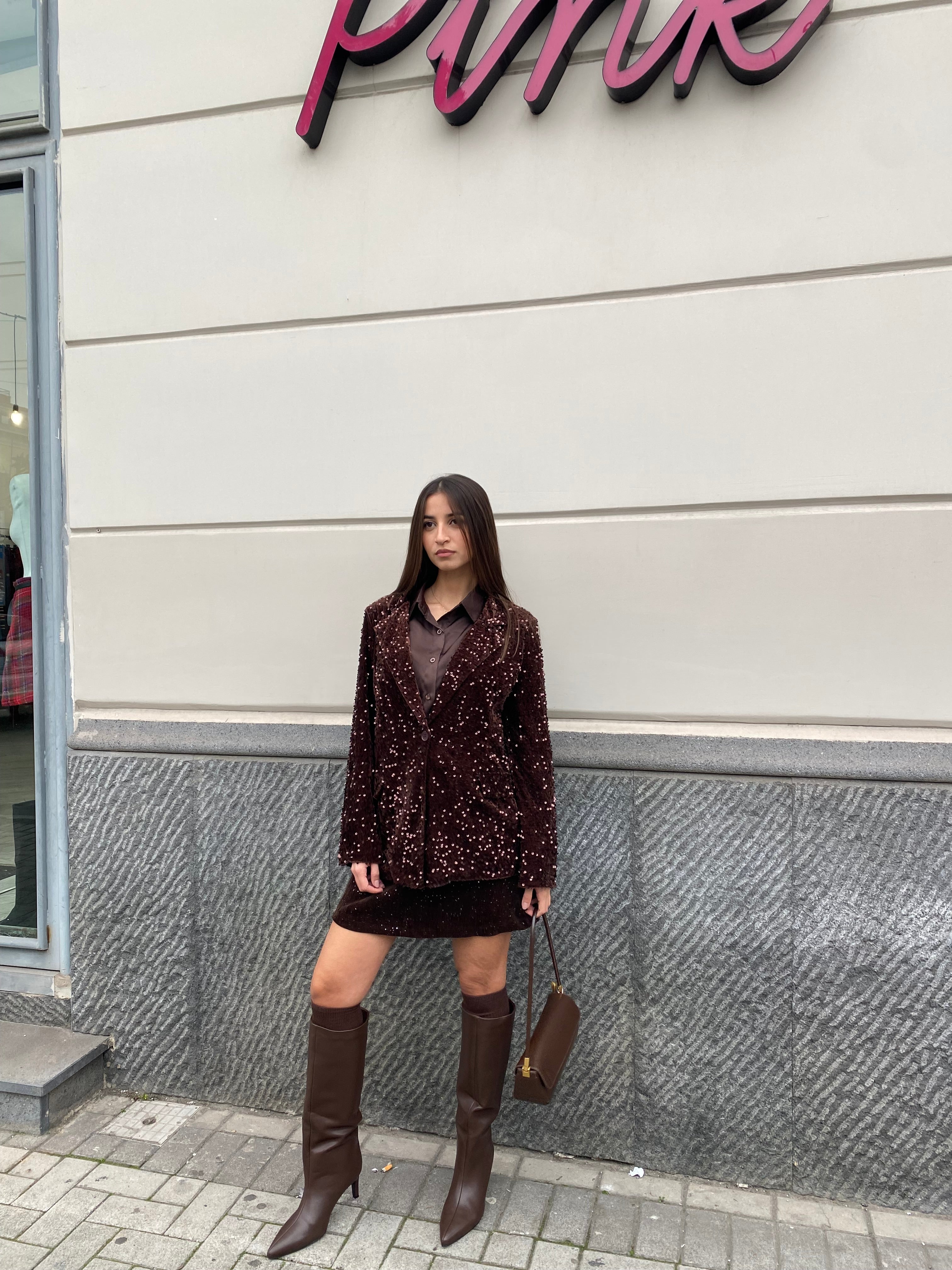 Blazer un bottone in paillettes 2991