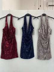 Abito con paillettes scollato dietro 120915