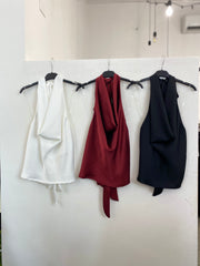 Maglia scollato effetto raso 14089