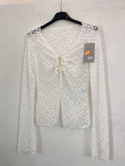 Cardigan velato con cuciture in vellutino 14212