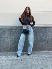 Jeans carpenter sabbiato con brillantini 8827