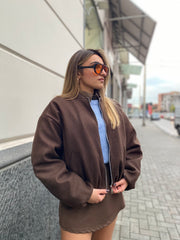 Cappottino in panno crop con zip 6809