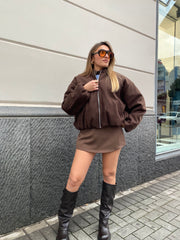 Cappottino in panno crop con zip 6809