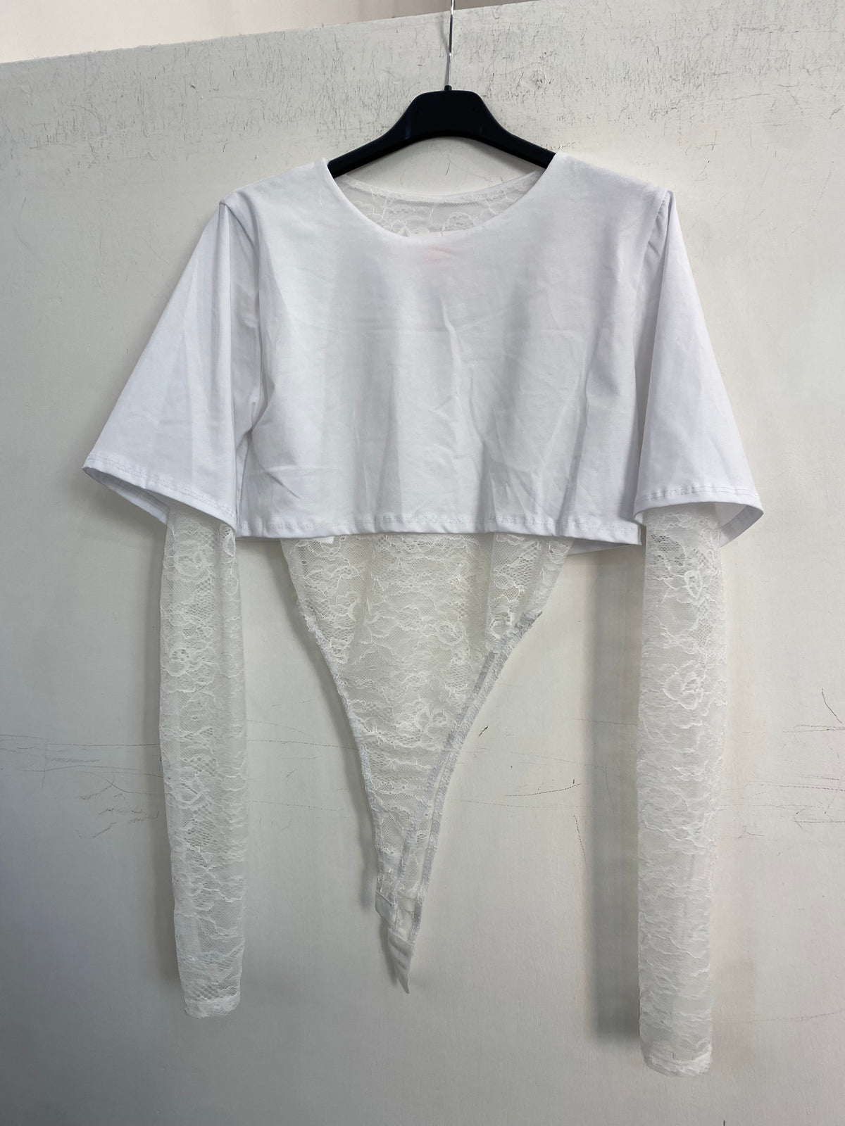 Body in pizzo con t-shirt 6025