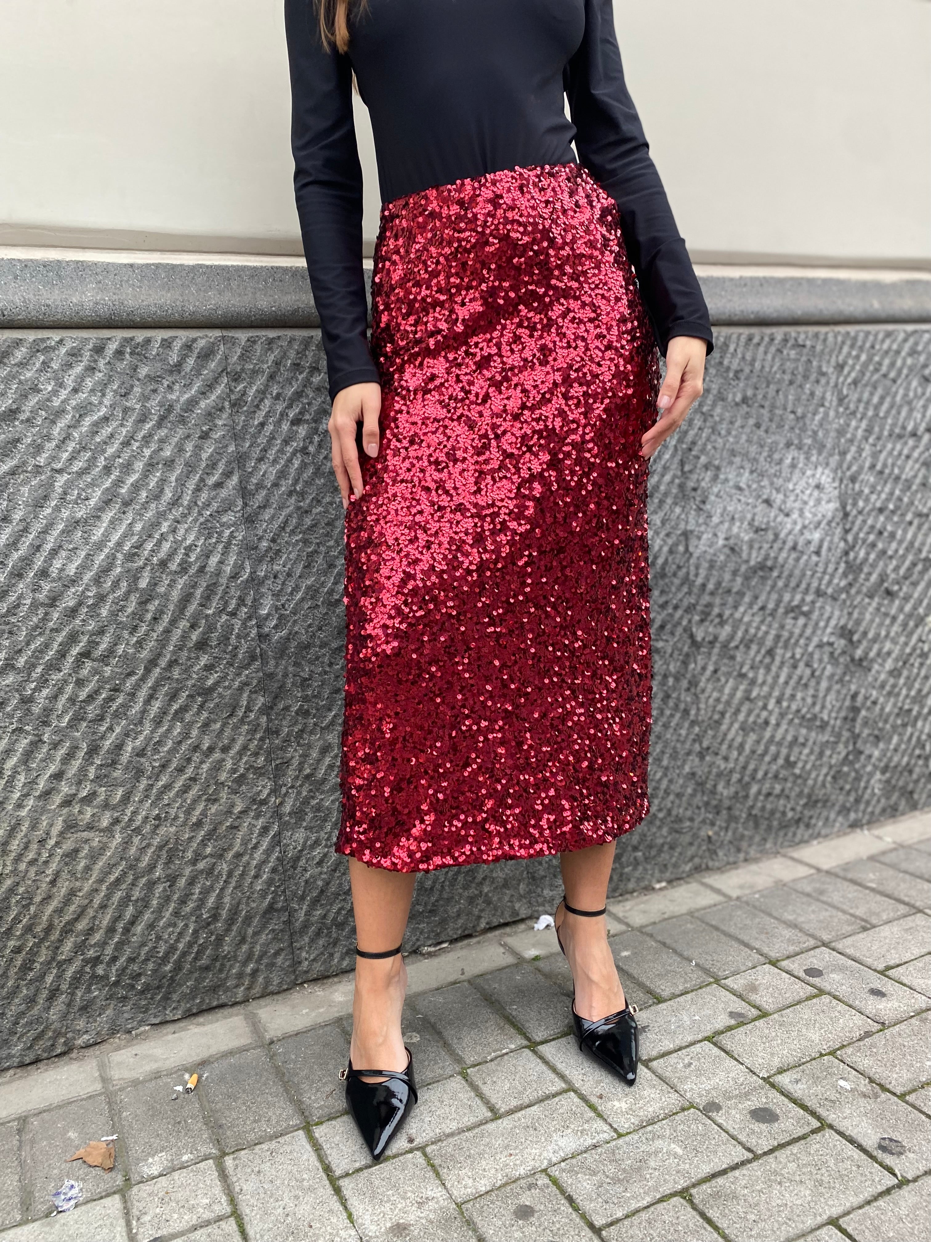 Gonna lunga con paillettes 6656