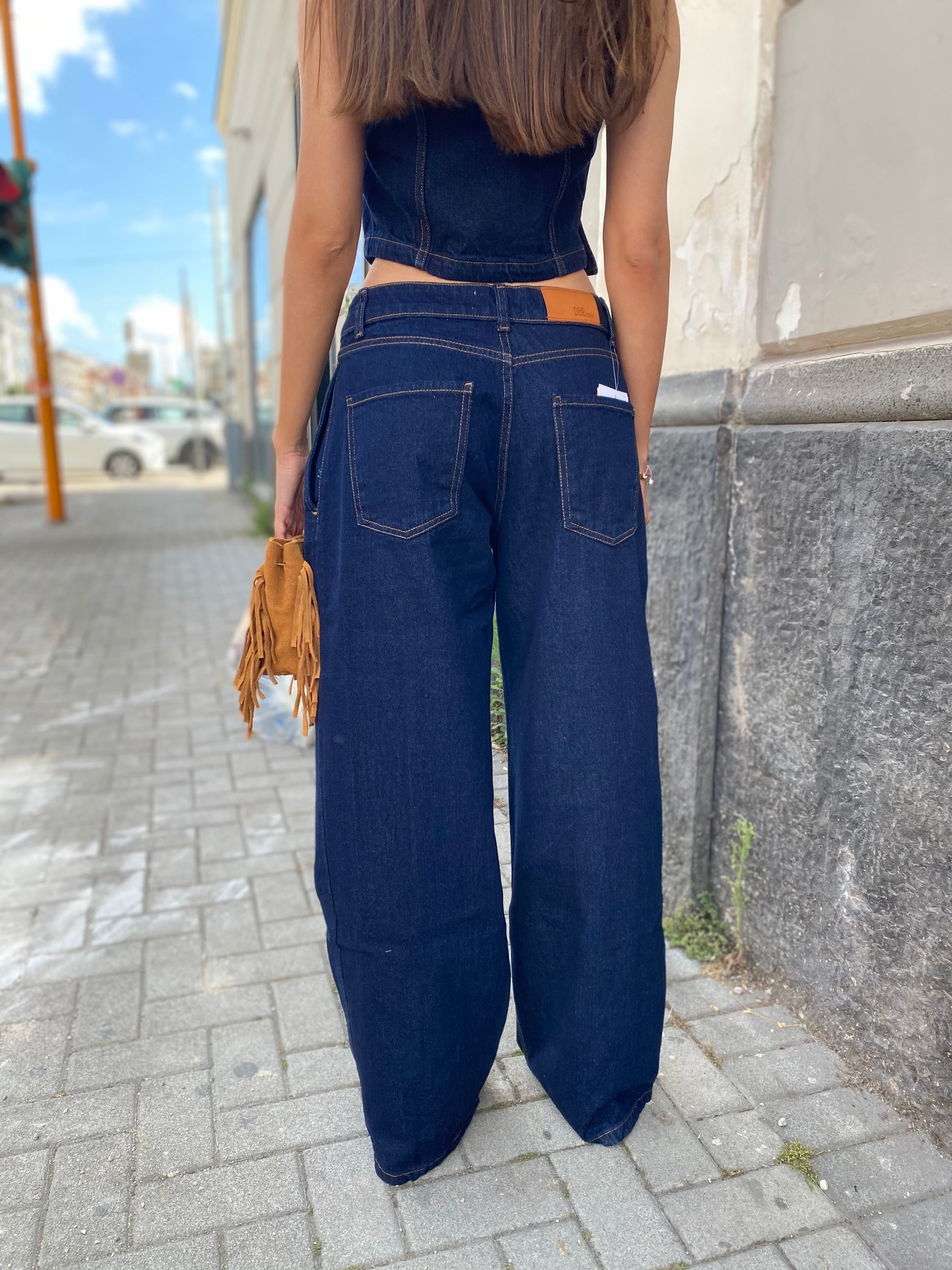 Jeans baggy chiusura a fascia 128