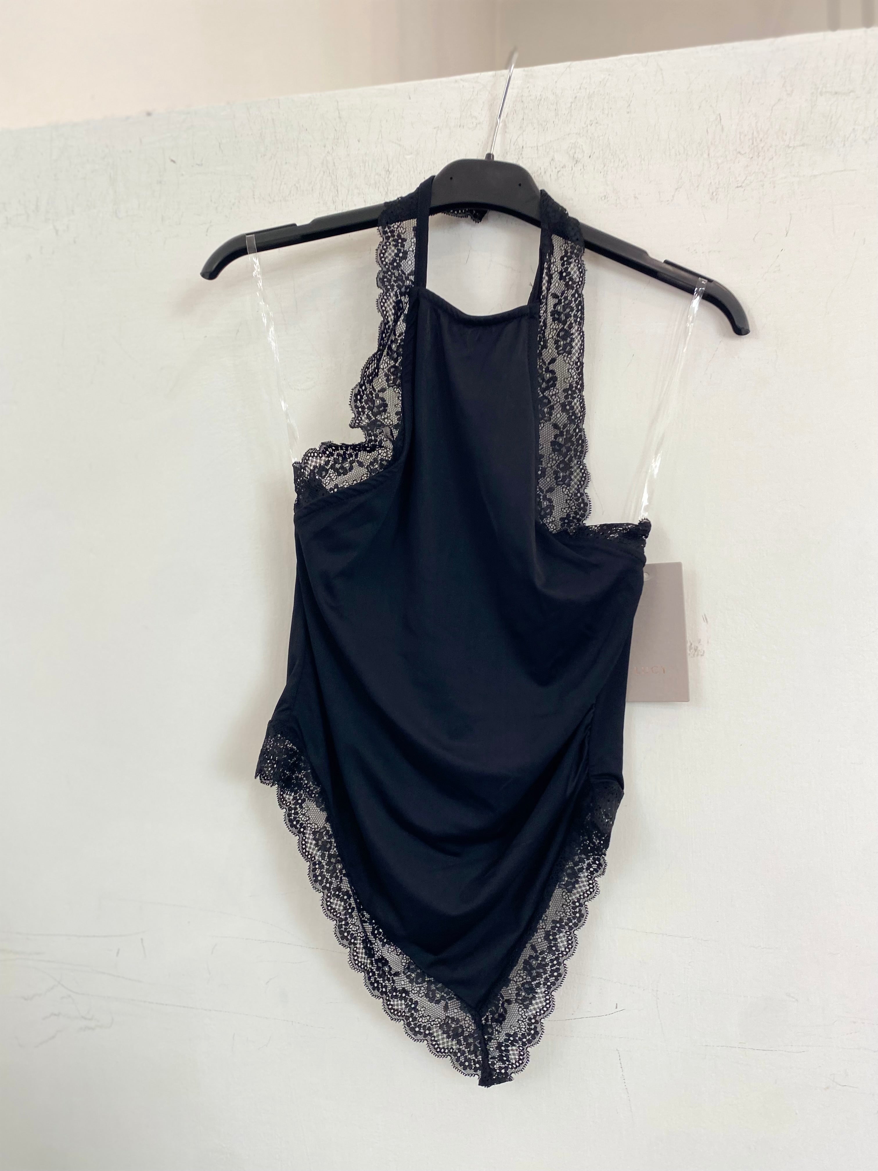 Top pizzo e raso elasticizzato 14244