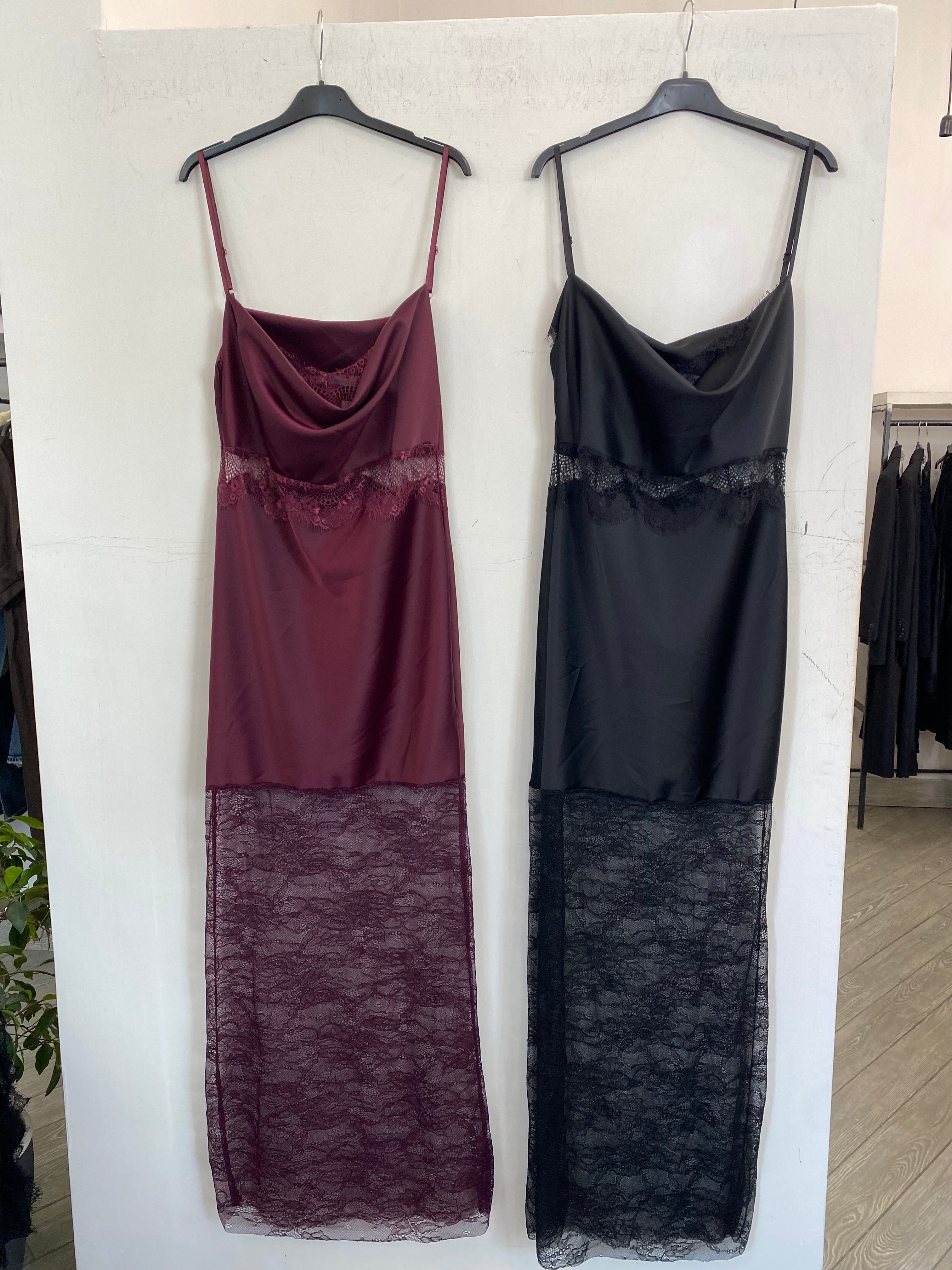Abito pizzo e raso lungo 321