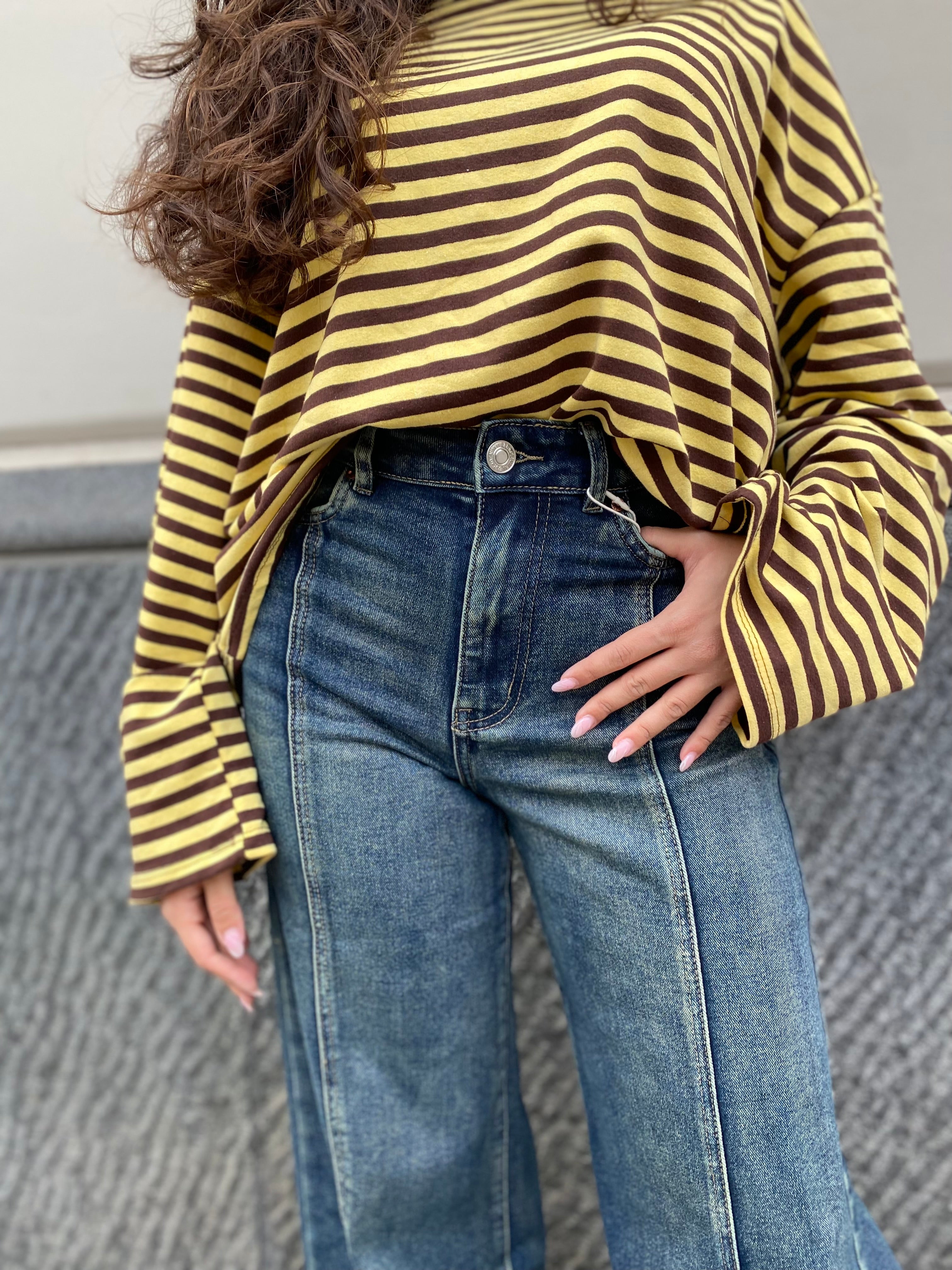 Jeans wide leg con cucitura frontale 8977