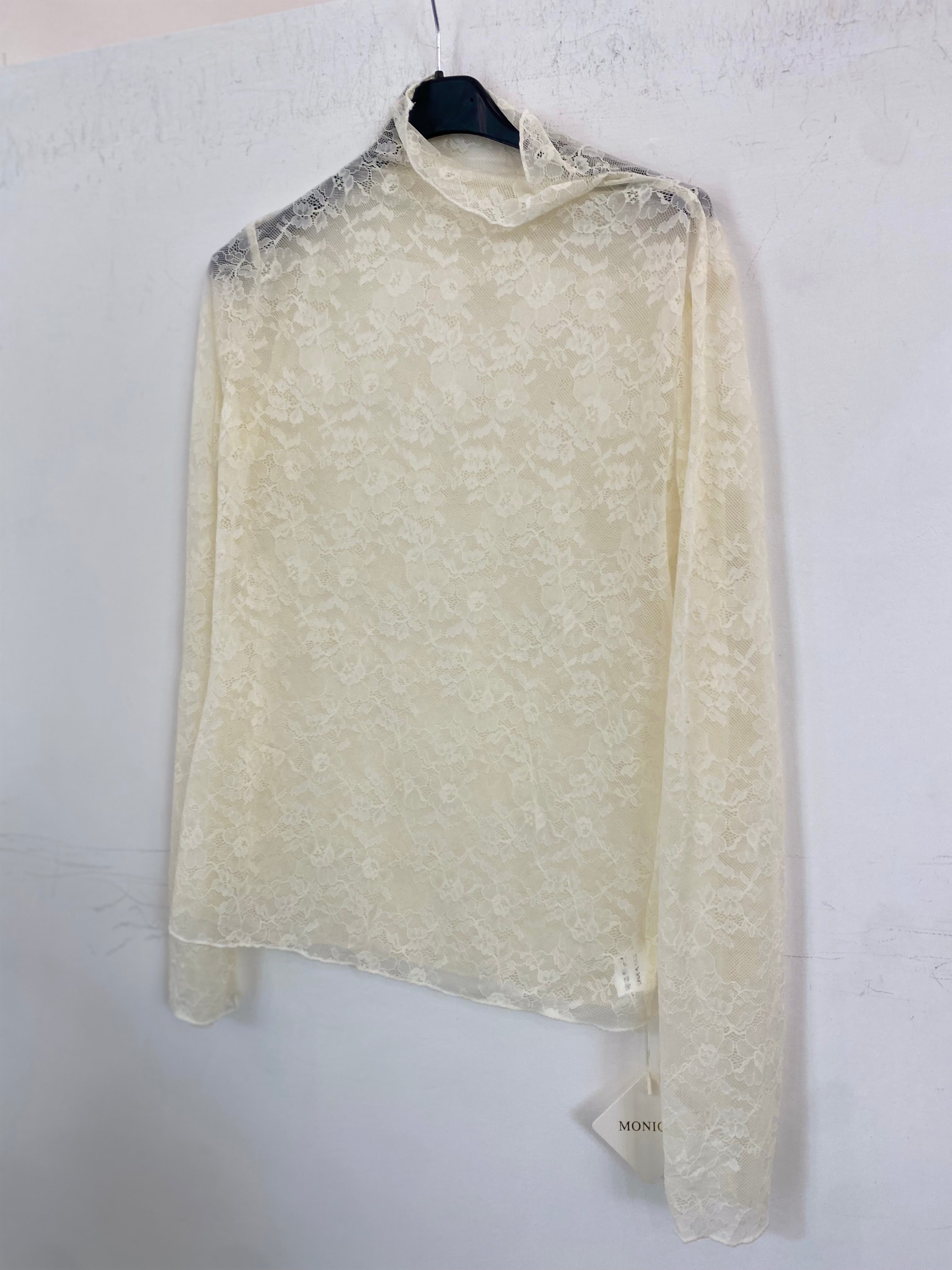 Maglia velata ricamata con mezzo collo 17178