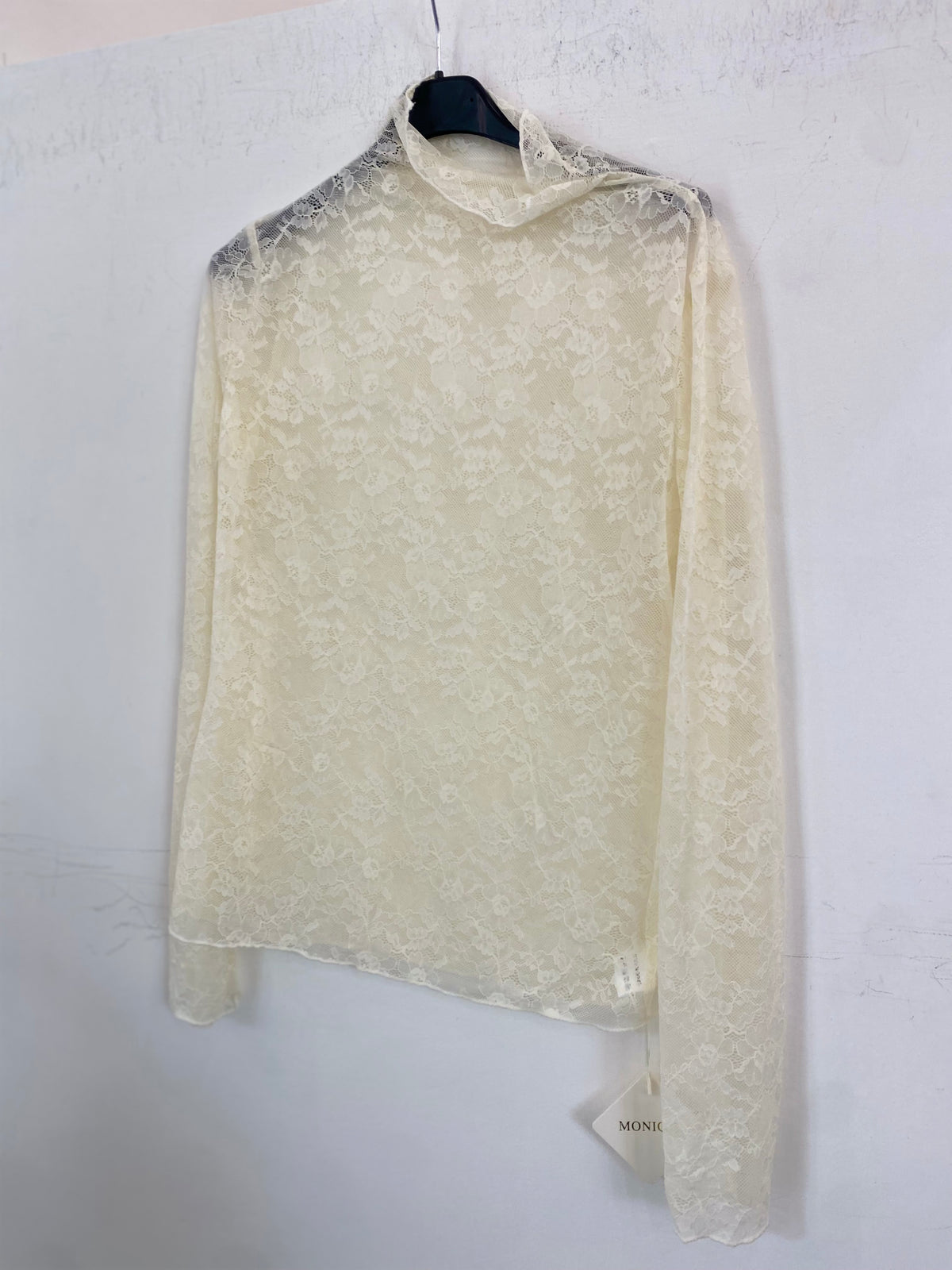Maglia velata ricamata con mezzo collo 17178