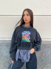 Felpina crop con stampa rock 2023002