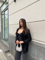 Blazer un bottone in paillettes 2991