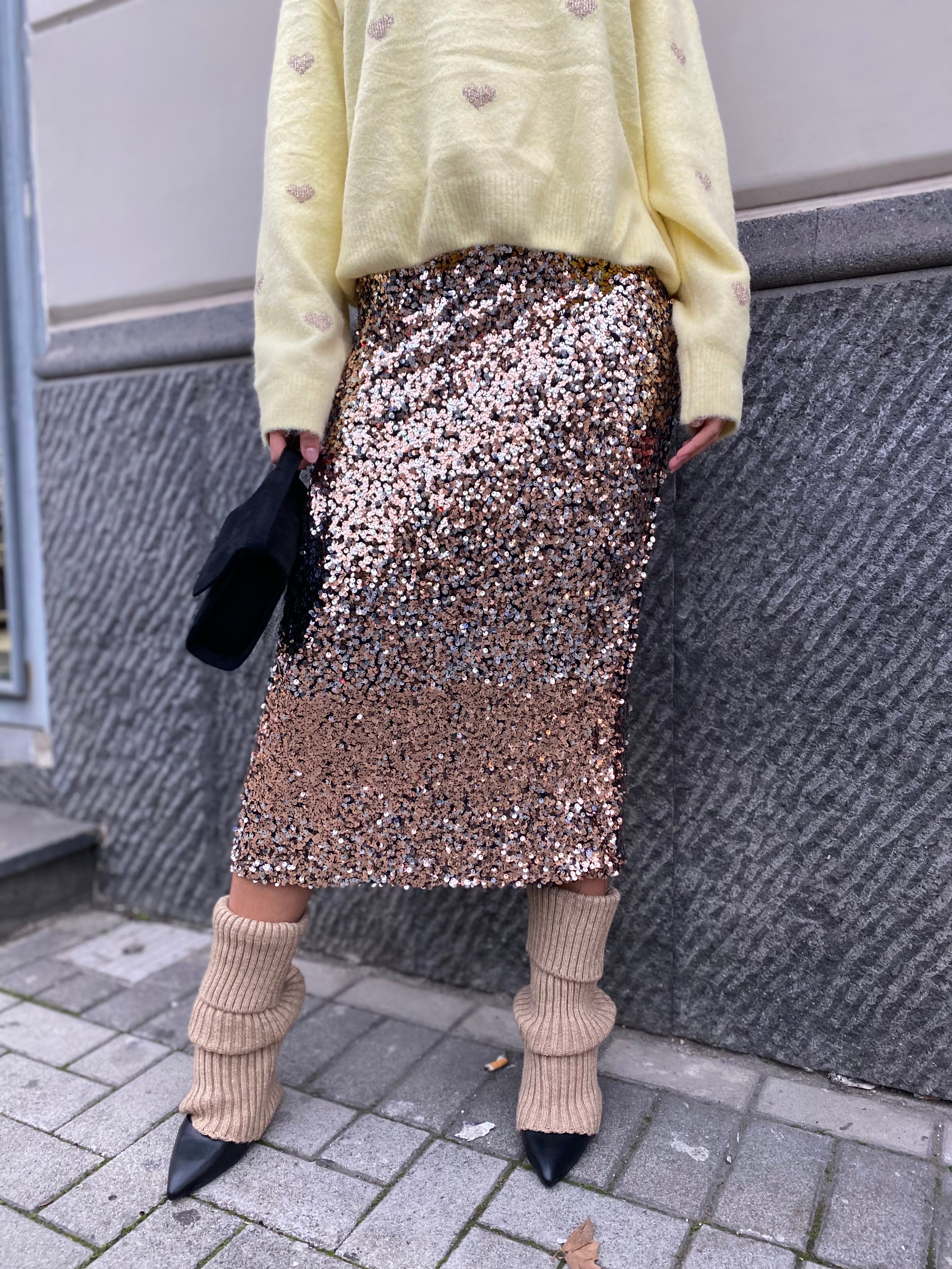 Gonna lunga con paillettes 6656