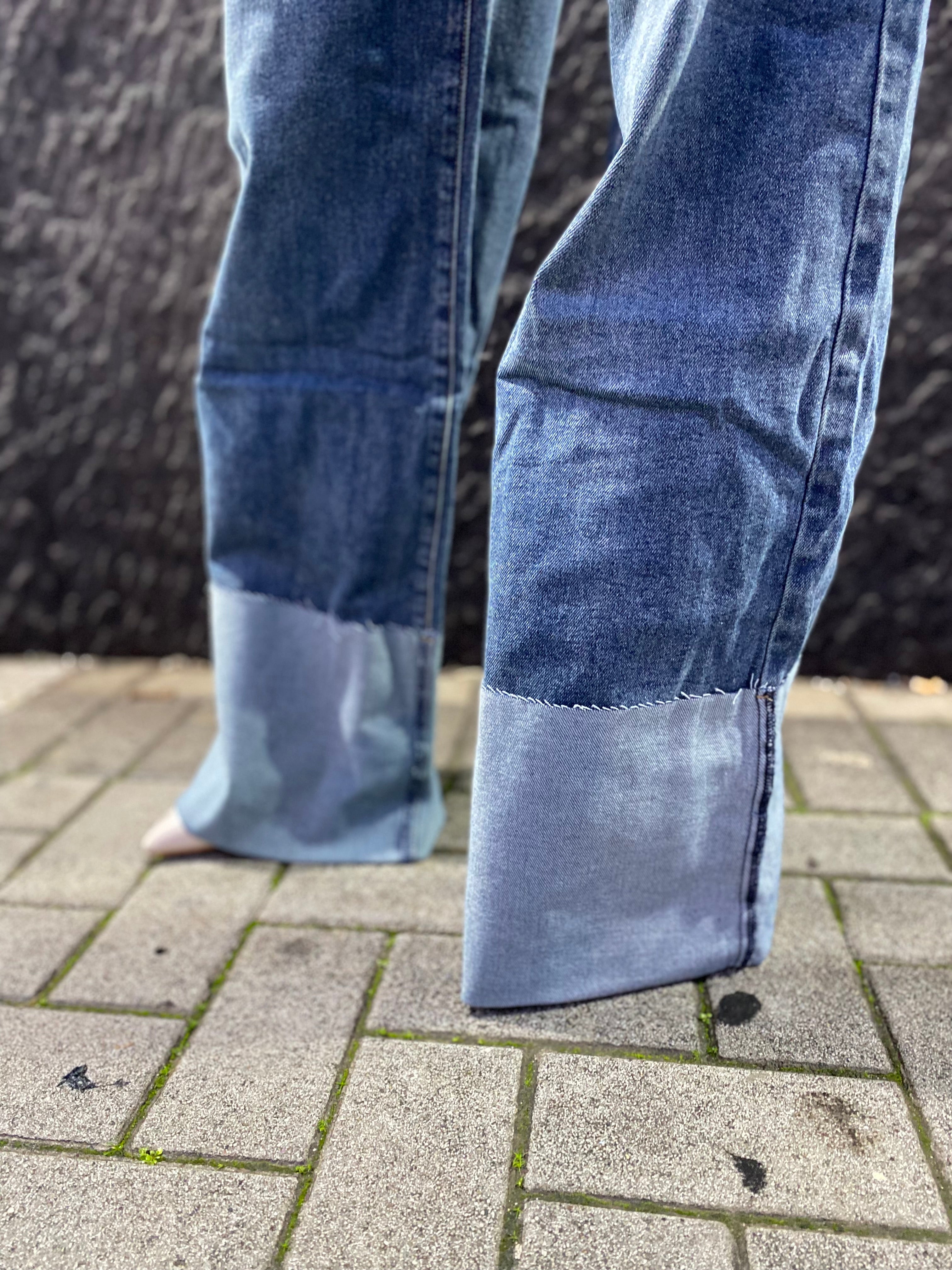 Jeans wide leg con piegone 8891