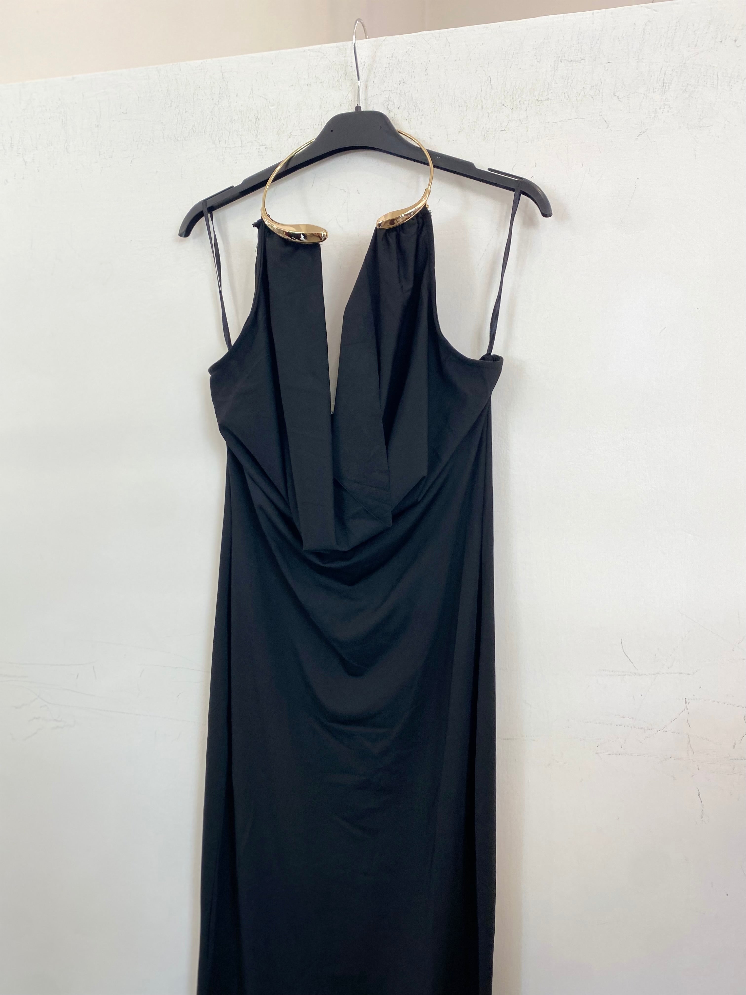 Abito lungo con collare oro 0512