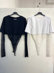 Body in pizzo con t-shirt 6025