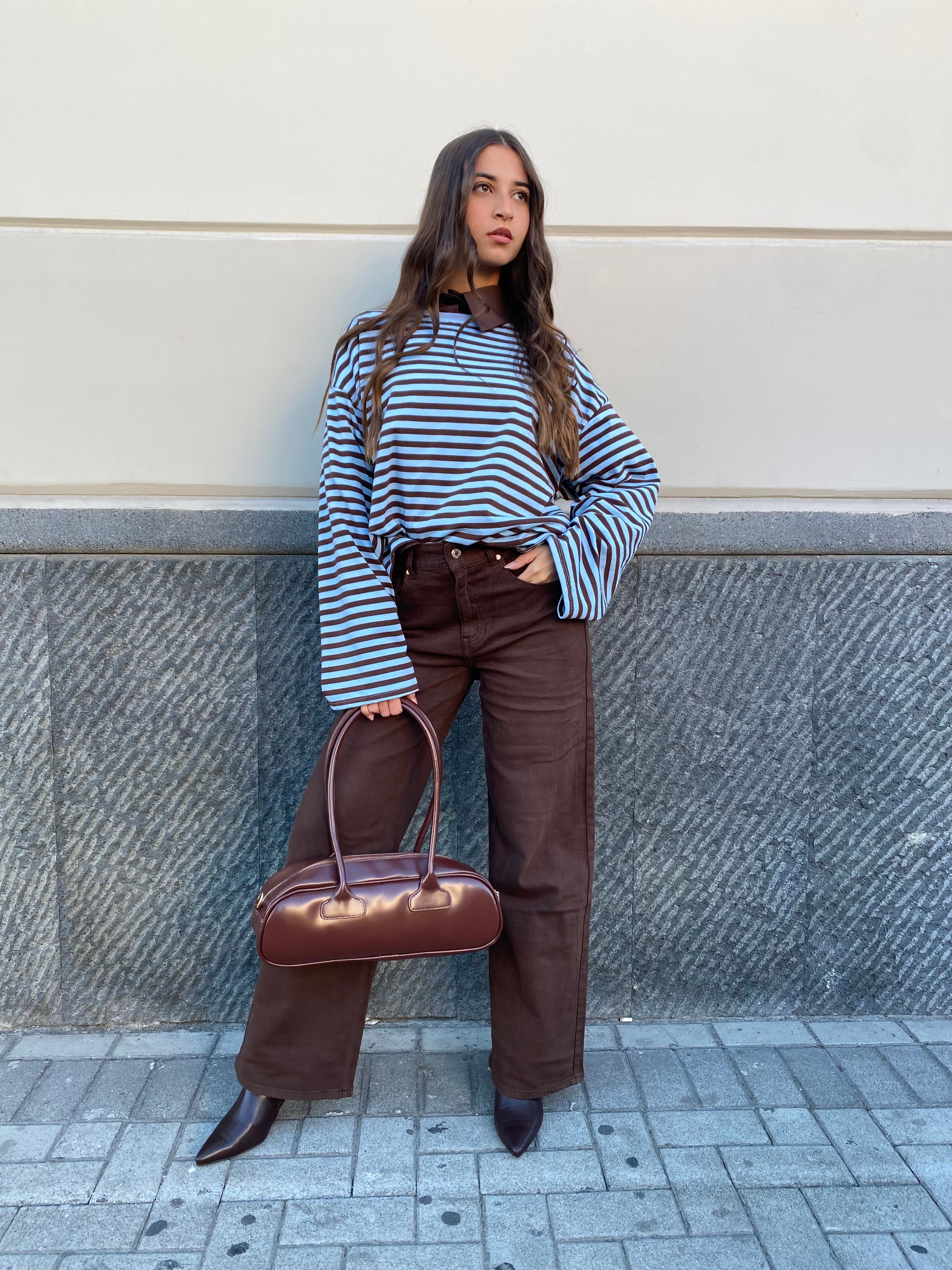 Jeans wide leg palazzo marrone 5150