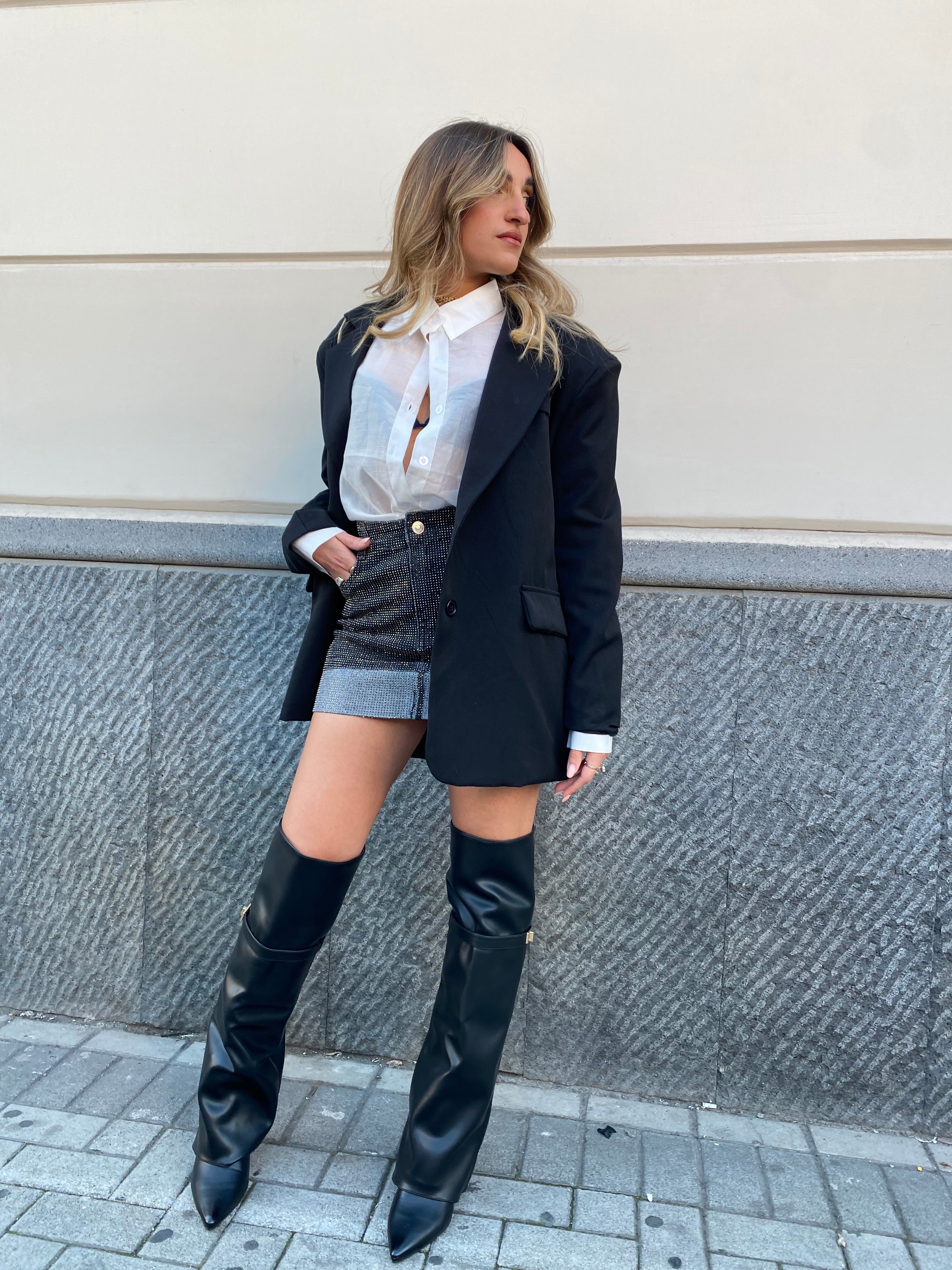 Mini gonna di jeans con brillantini 8958