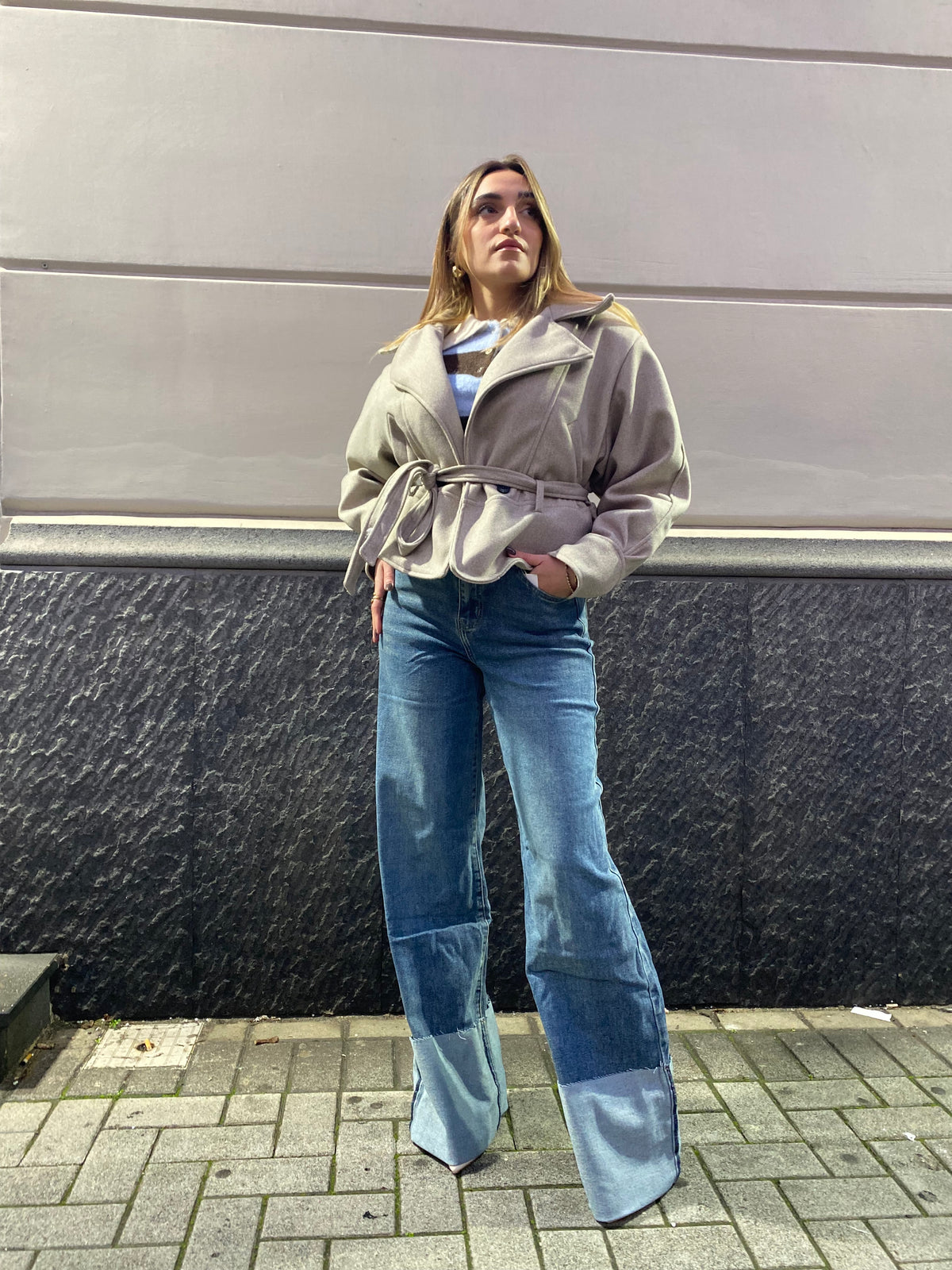 Jeans wide leg con piegone 8891