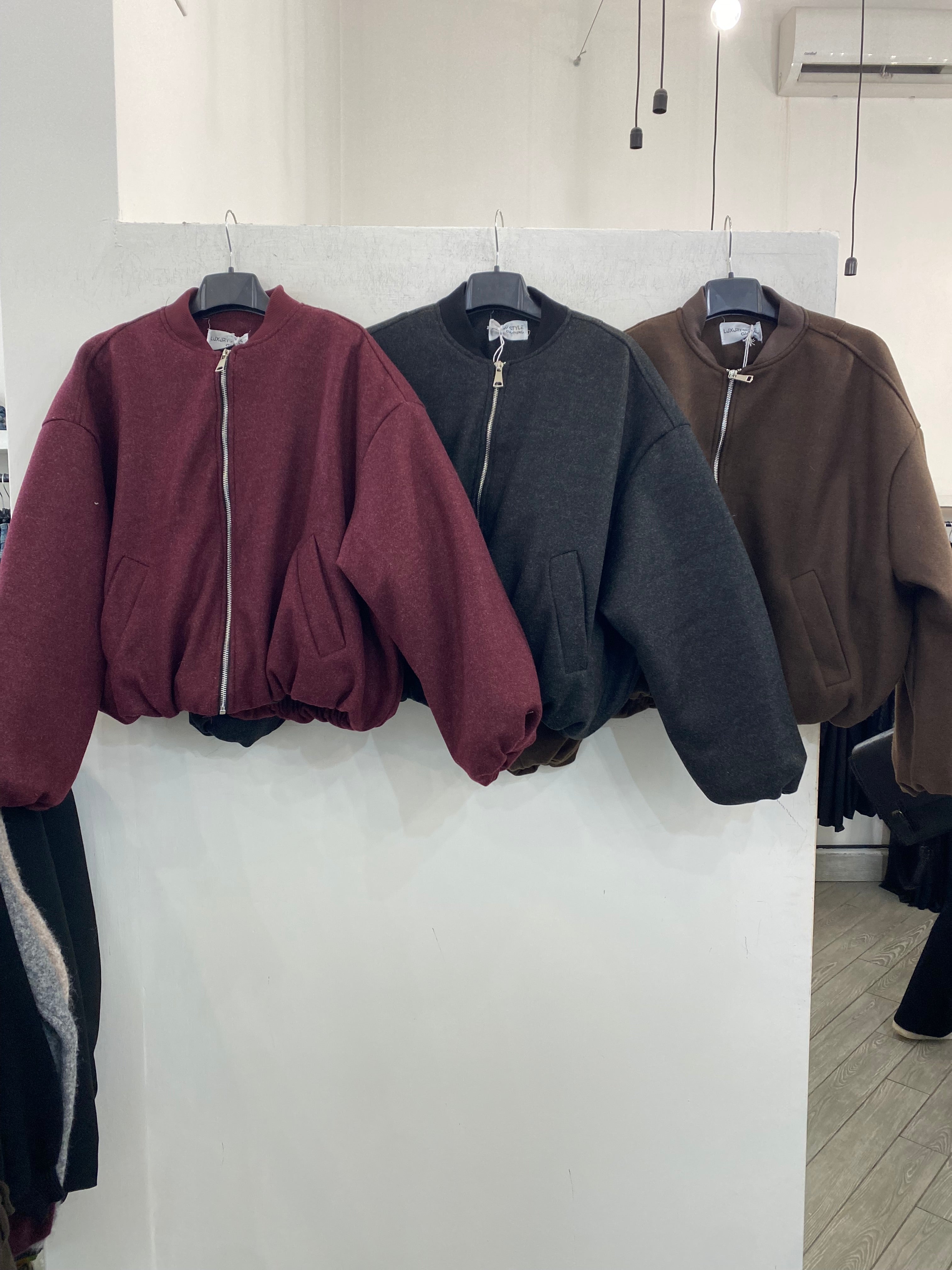 Cappottino in panno crop con zip 6809