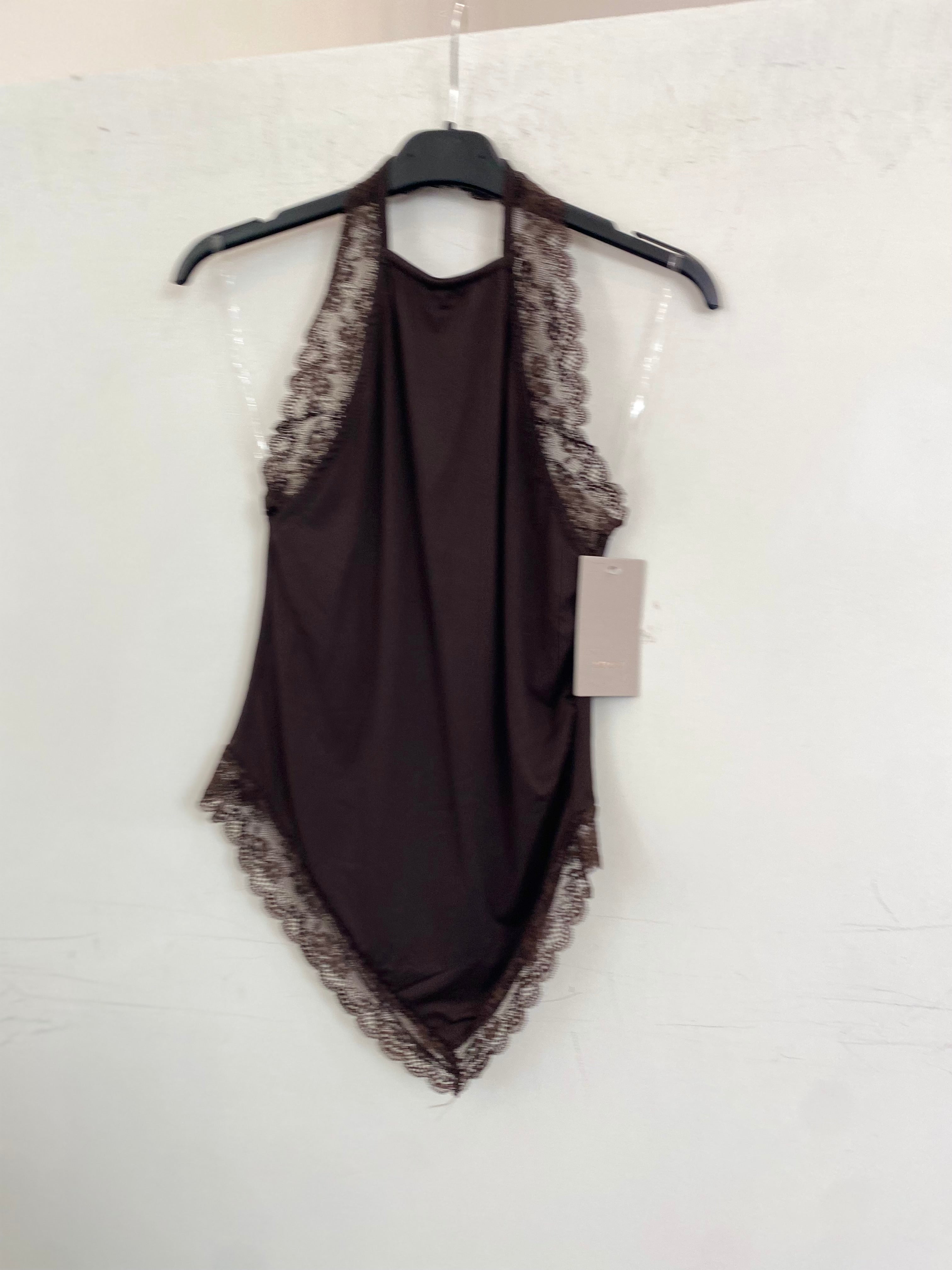 Top pizzo e raso elasticizzato 14244