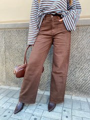 Jeans wide leg palazzo marrone 5150