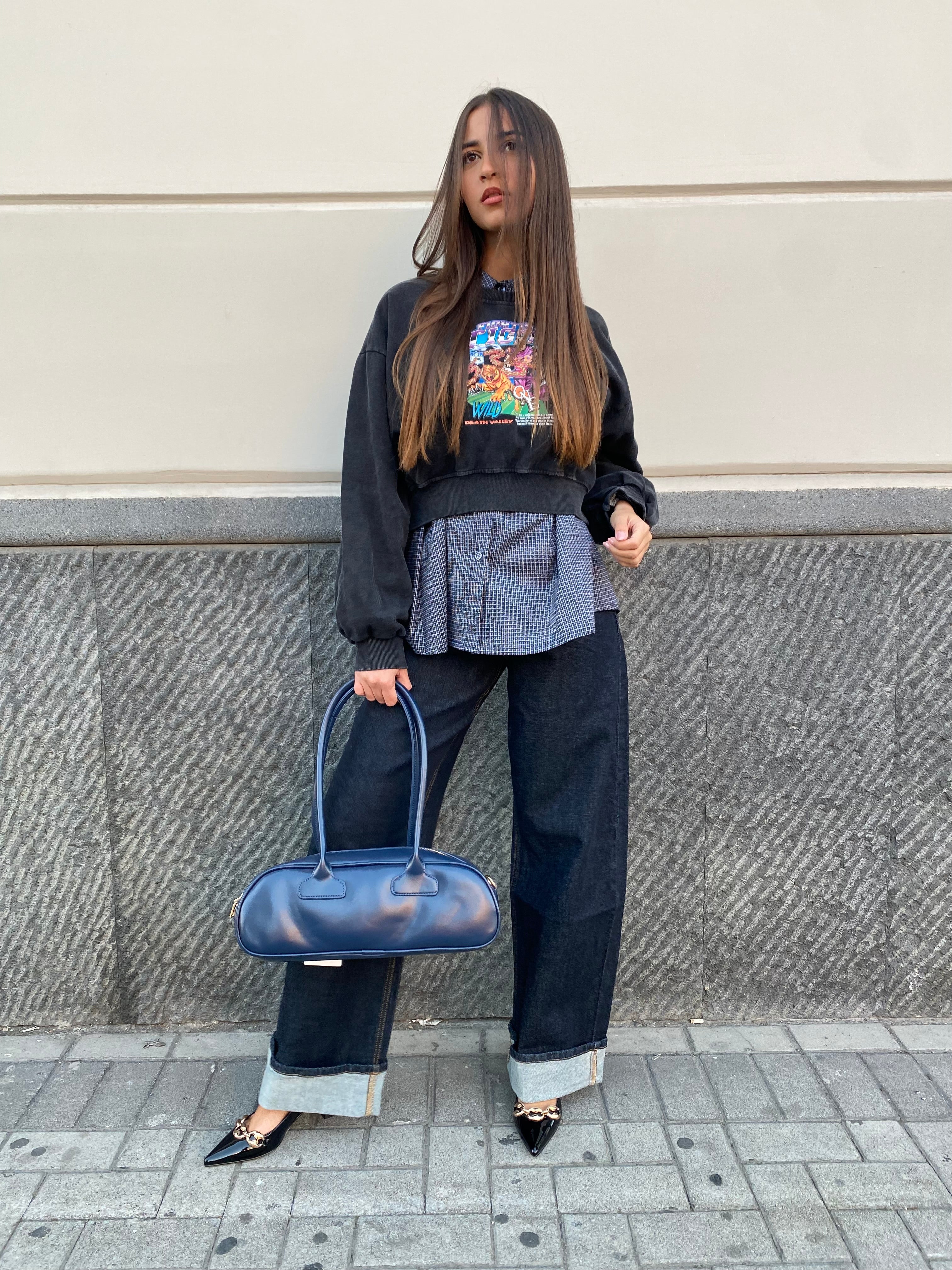 Jeans baggy con piegone 3928