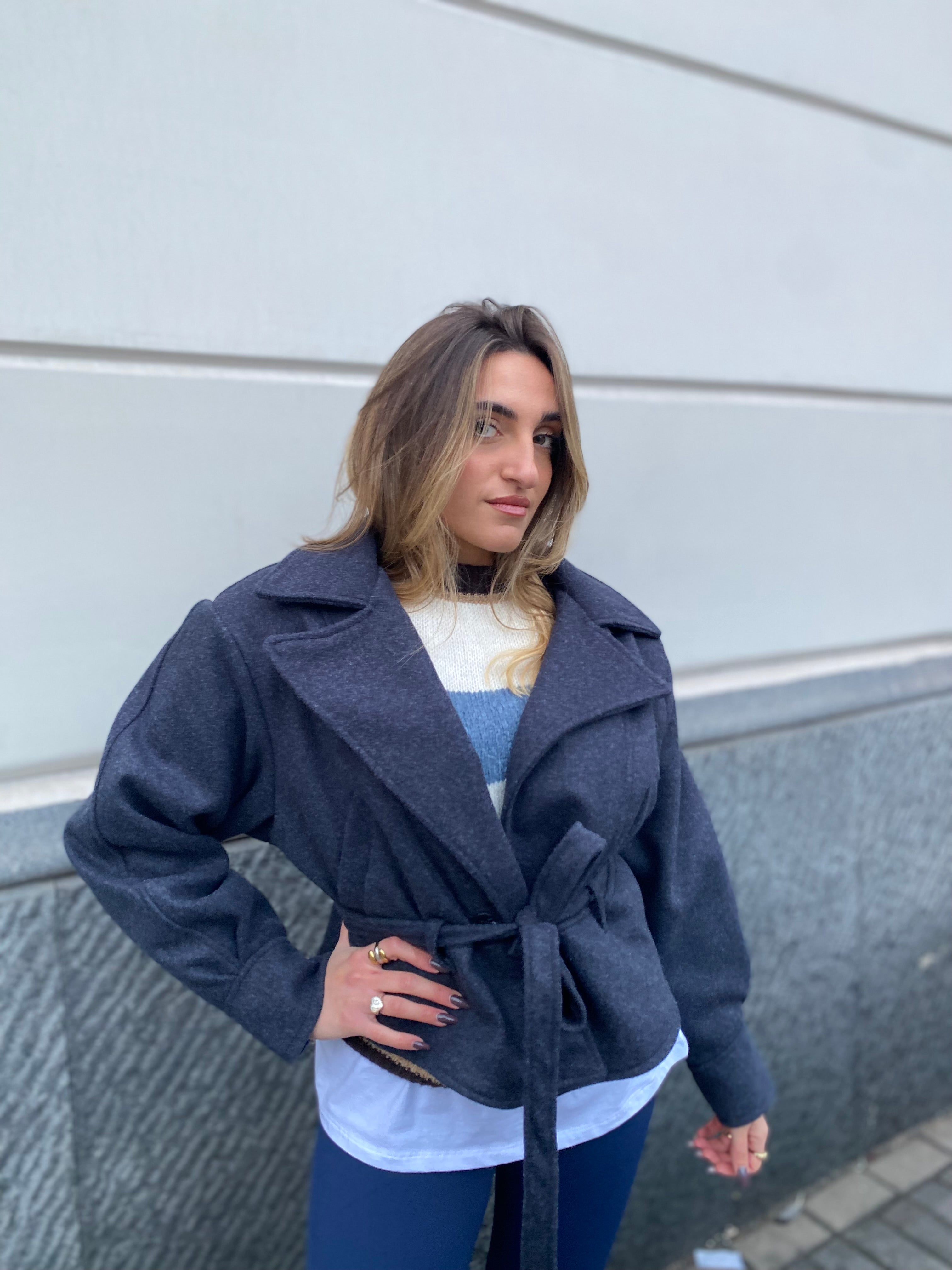 Cappotto corto con cintura 6801