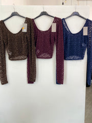 Maglia velata con ricamo in vellutino 101238