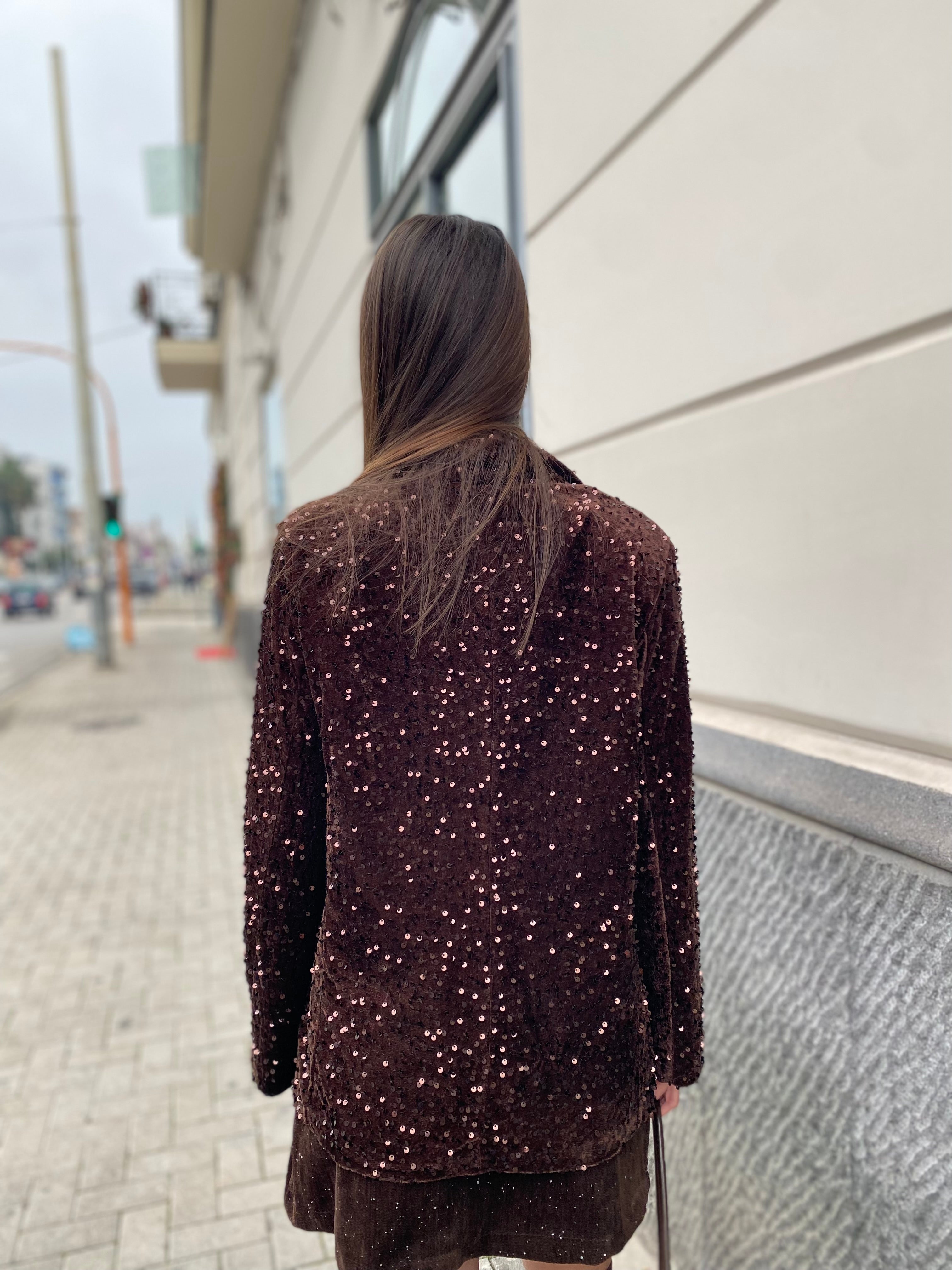 Blazer un bottone in paillettes 2991