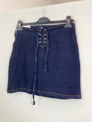 Mini gonna in jeans con stringhe 587